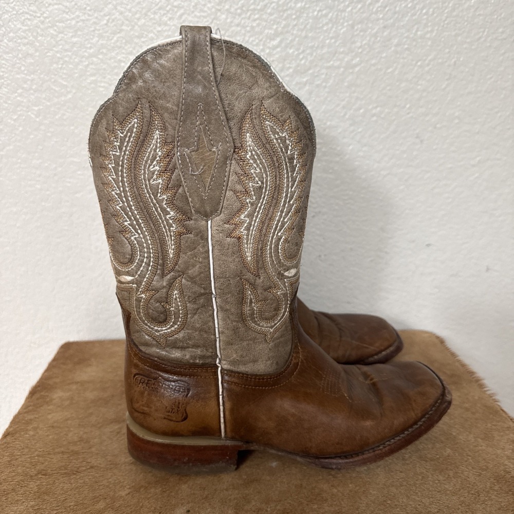 Vintage Reparo Cowboy Boots Men's Size 4 Brown Leather Square Toe Made In Mexico